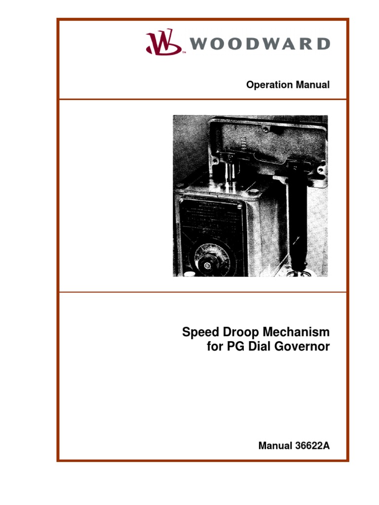 Speed Droop Mechanism For PG Dial Governor Operation Manual PDF