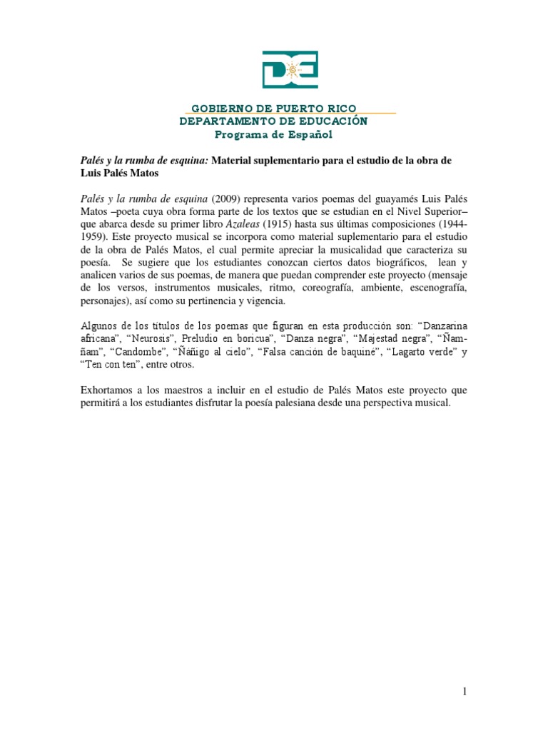 Luis Pales Matos | PDF | Puerto Rico | Poesía
