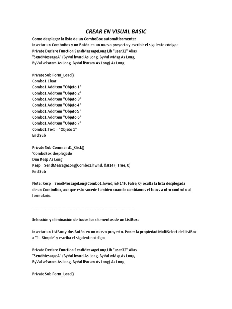 Código Visual Basic para Controles y Funciones | PDF | Conjunto de ...