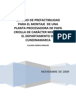 Estudio Prefactibilidad Planta Procesadora Papa Criolla PDF