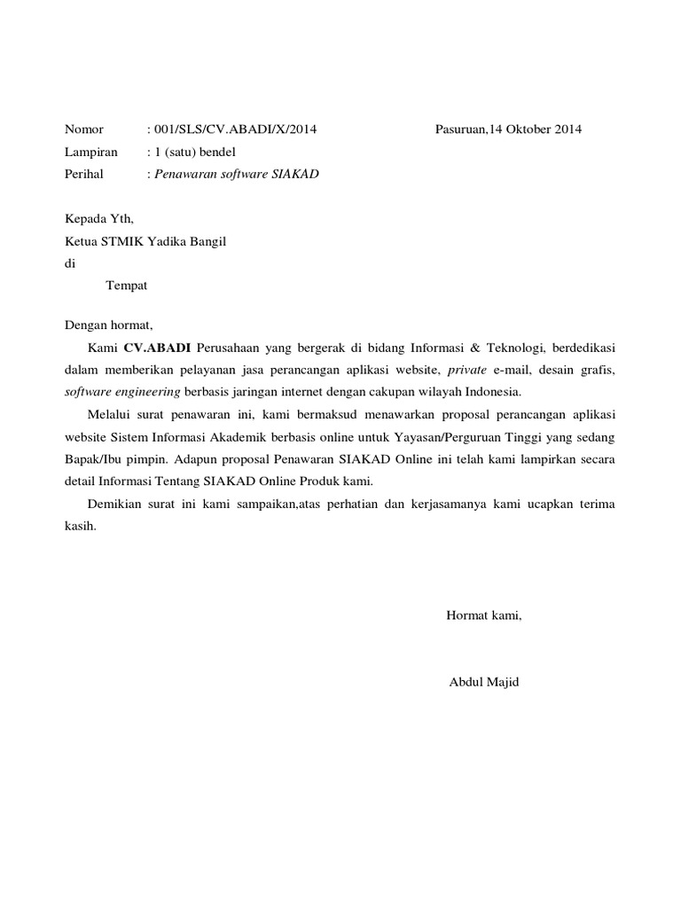 Surat Penawaran Semi Block Style Pdf