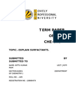 T Erm Paper OF CHE-101: Topic Explain Surfactants