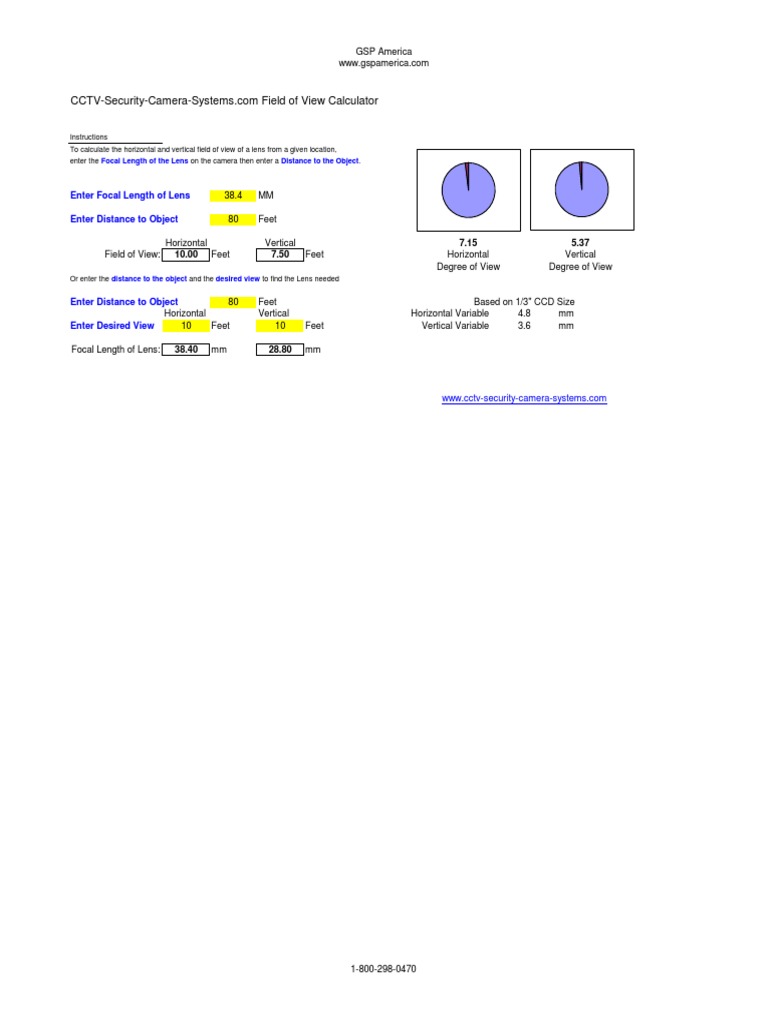 CCTV Field of View Calculator PDF