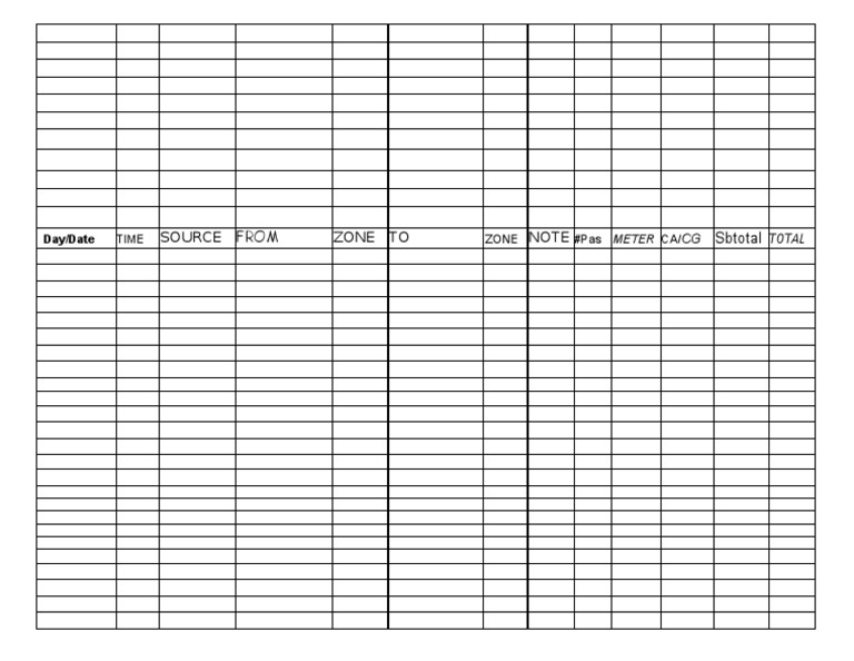 Taxi Trip Sheet PDF