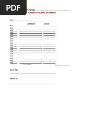 Collection Count Sheet Cash 2