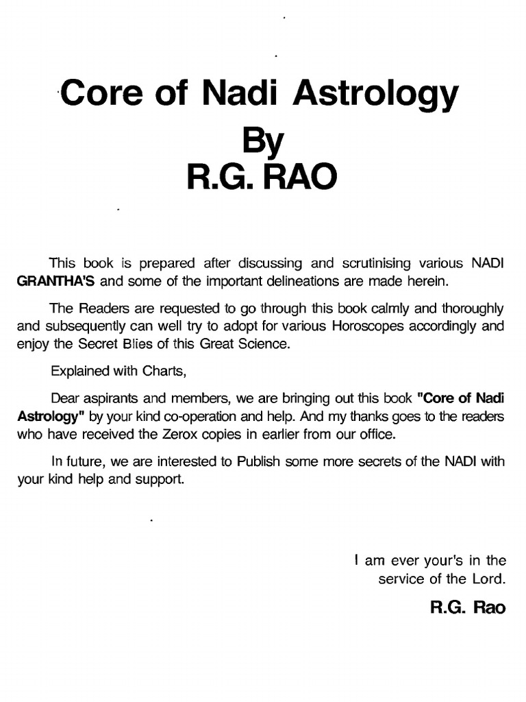 Jyotish - Core of Nadi Astrology - RG Rao | PDF