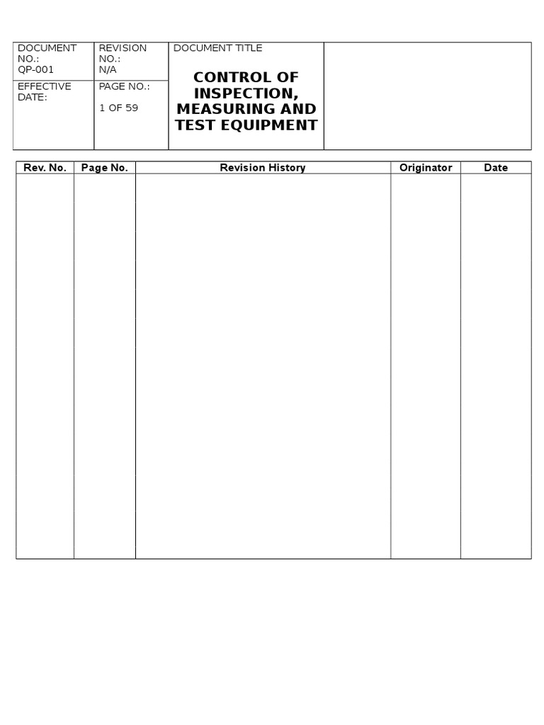 Equipment Calibration Control Procedure | PDF | Calibration | Metrology