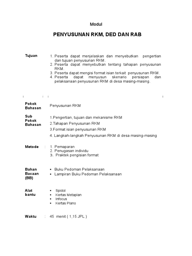 Modul Penyusunan RKM | PDF