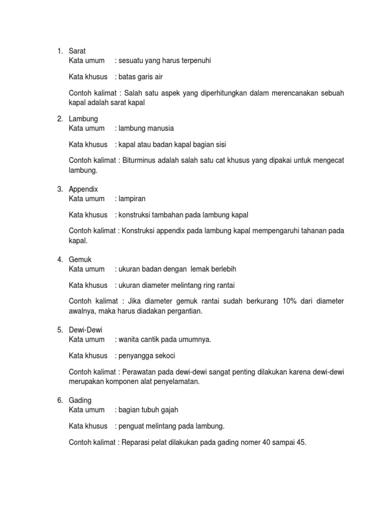 Contoh Kata Umum Dan Kata Khusus