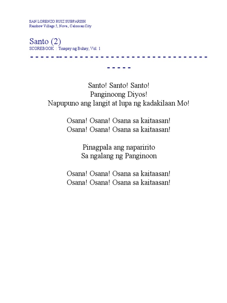 Santo (Tinapay NG Buhay) PDF