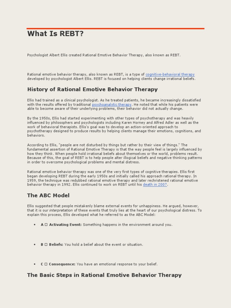 Understanding Rational Emotive Behavior Therapy | PDF | Rational ...