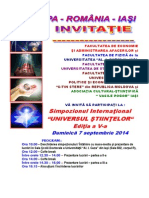 Invitatia La Simpozionul International - UNIVERSUL STIINTELOR - Editia A V-A