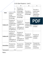 Rubric For Open Response - LV 1 - Full Page