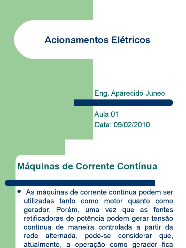 Acionamentos Aula 01 | PDF | Corrente elétrica | Rede elétrica