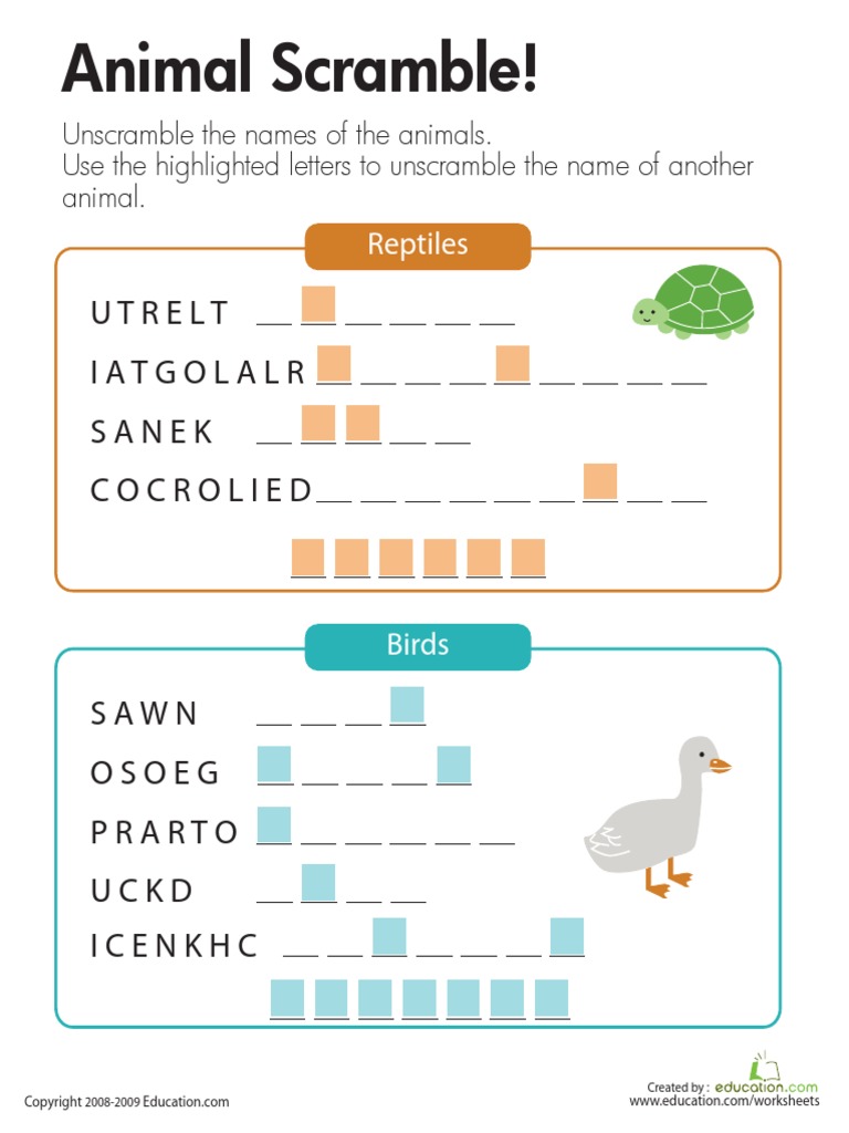 Animal Scramble Third | PDF