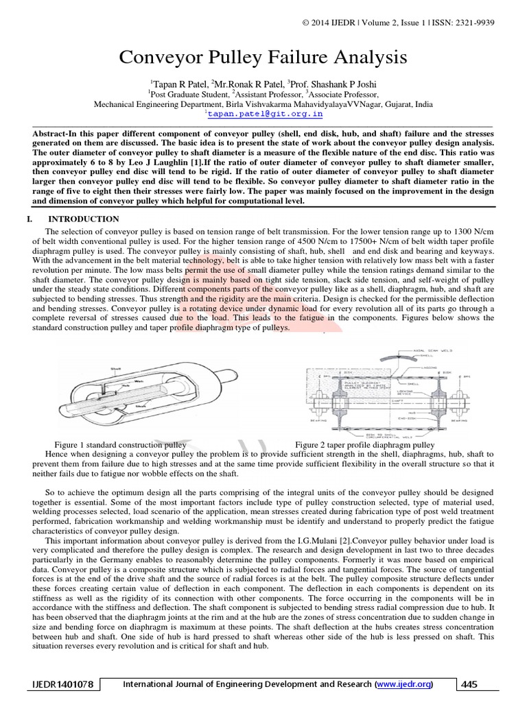 Conveyor Pulley Failure Analysis.pdf Fatigue (Material) Belt