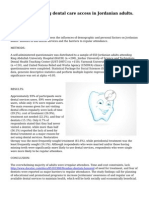 Factors influencing dental care access in Jordanian adults.