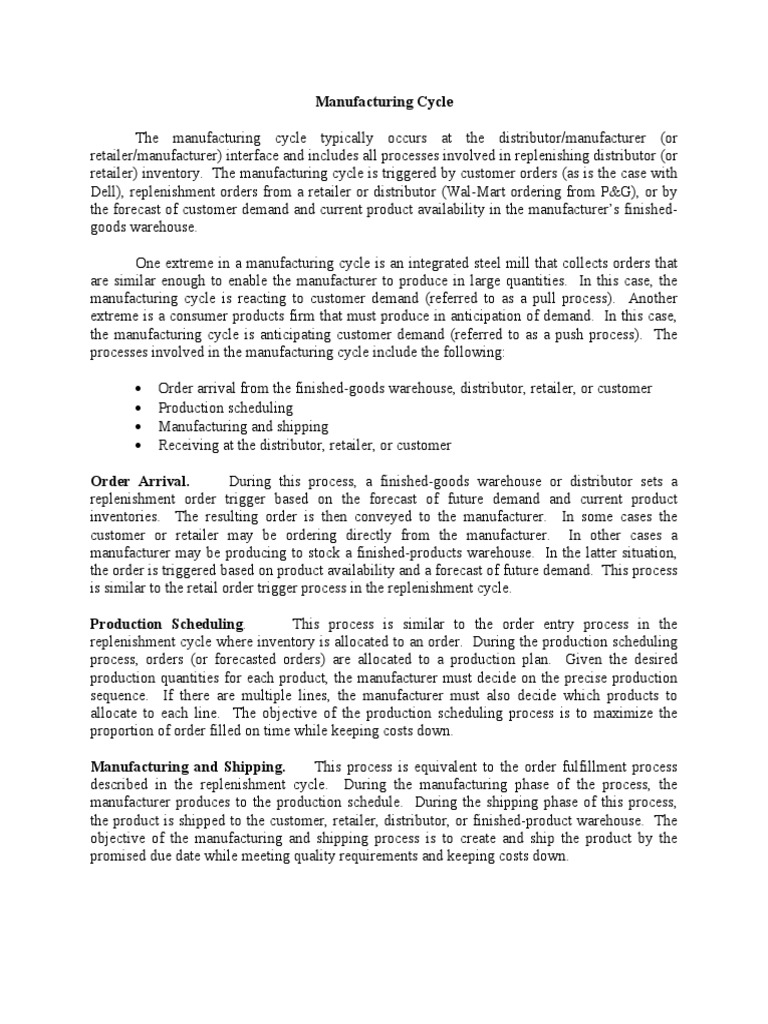 Manufacturing Cycle | PDF