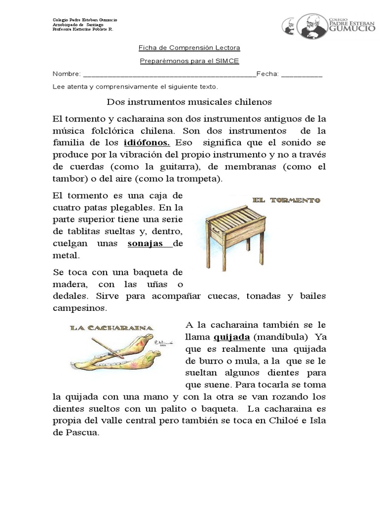 Instrumentos Musicales Chilenos: Tormento y Cacharaina | PDF