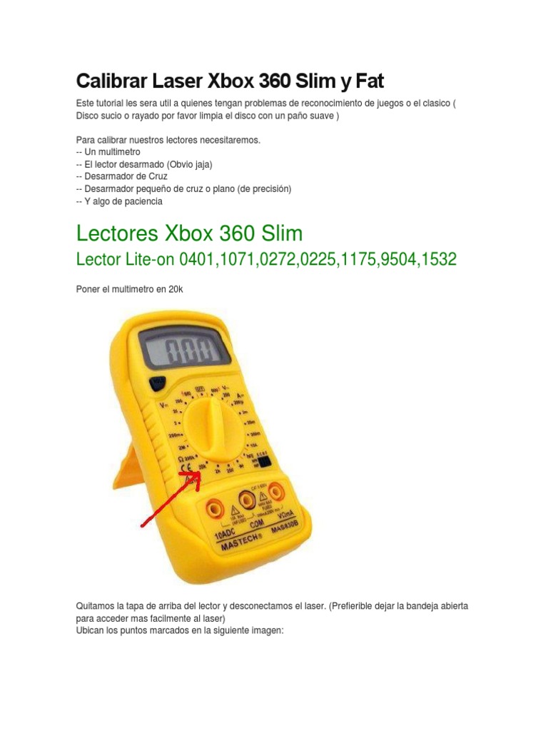 Calibrar Laser Xbox 360 Slim y Fat PDF