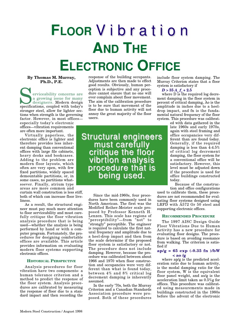 Floor Vibration Analysis for Offices | PDF | Beam (Structure) | Calibration