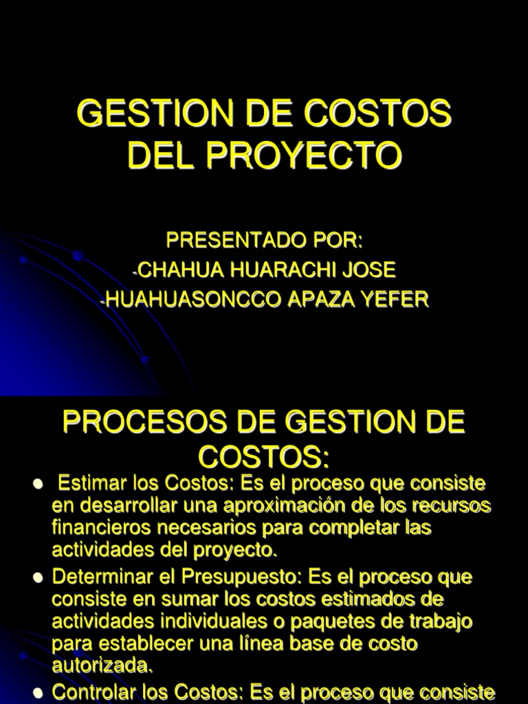 Gestión de Costos en Proyectos | PDF | Presupuesto | Informática y ...