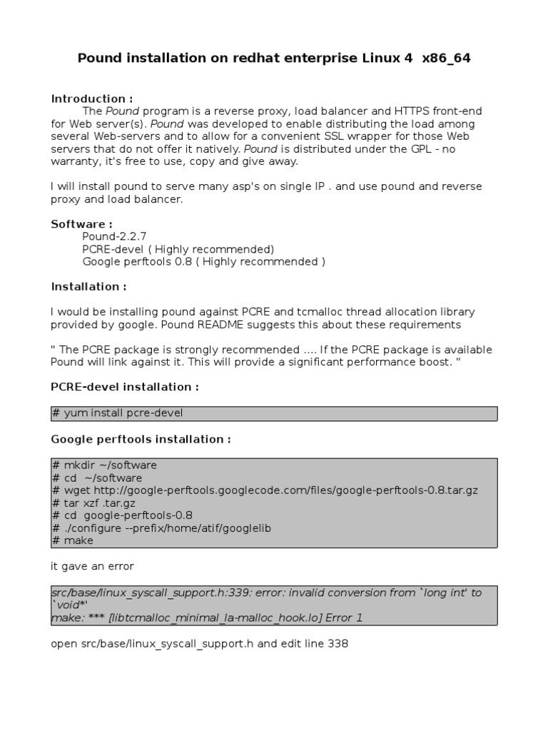 Pound Reverse Proxy Installation With Google Performance Tools and PCRE ...
