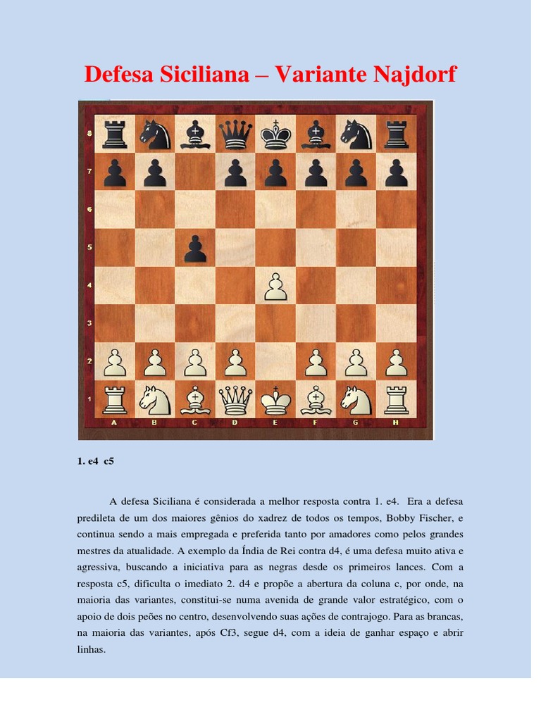 Xadrez - Siciliana Variante Dragão, PDF, Aberturas (xadrez)