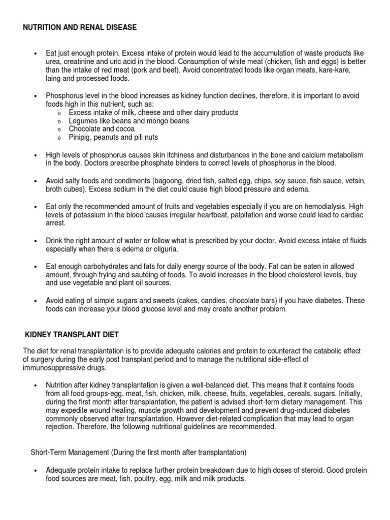Renal Diet Guidelines for Kidney Health | PDF | Dieting | Nutrition