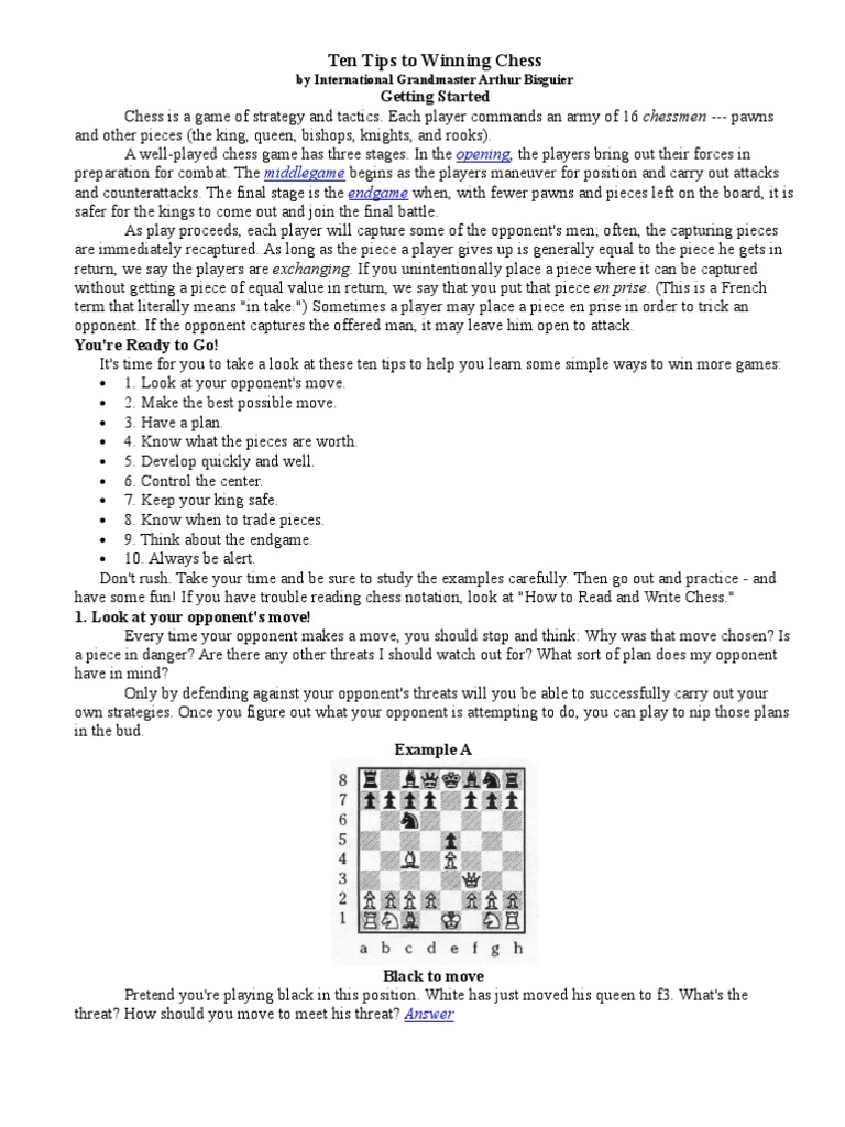 Winning Chess: 10 Essential Tips | PDF | Chess Strategy | Board Games