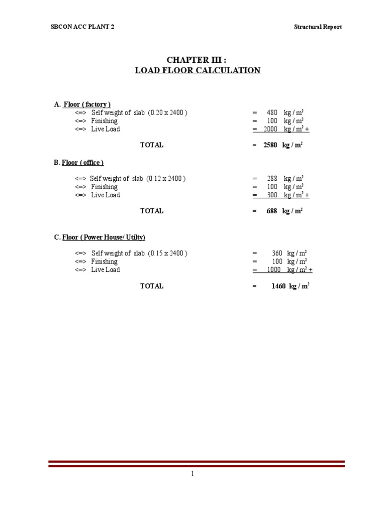 Floor Load Calculation Summary | PDF
