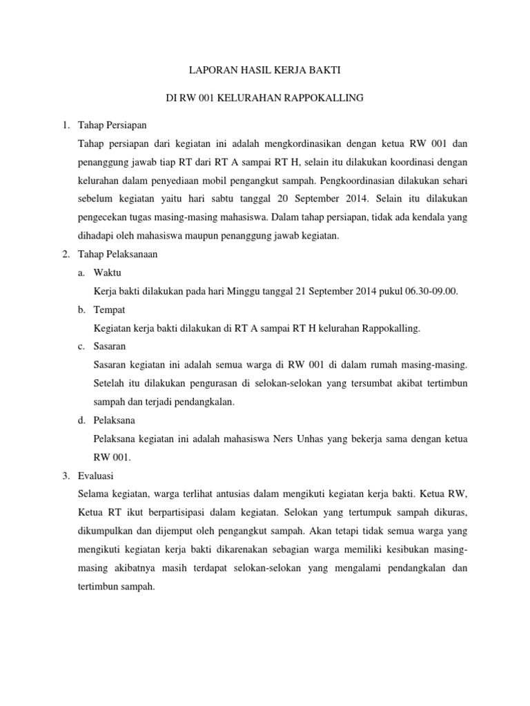 Laporan Hasil Kerja Bakti Docx