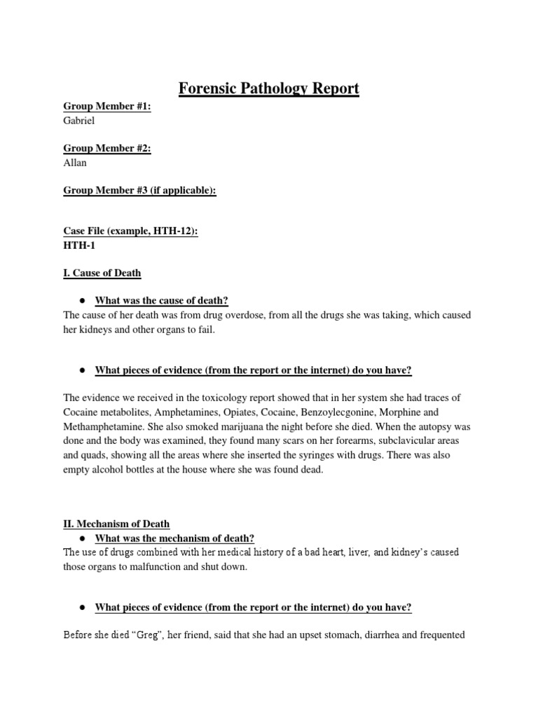 Forensic Pathology Drug Overdose Report | PDF | Liver | Atheroma