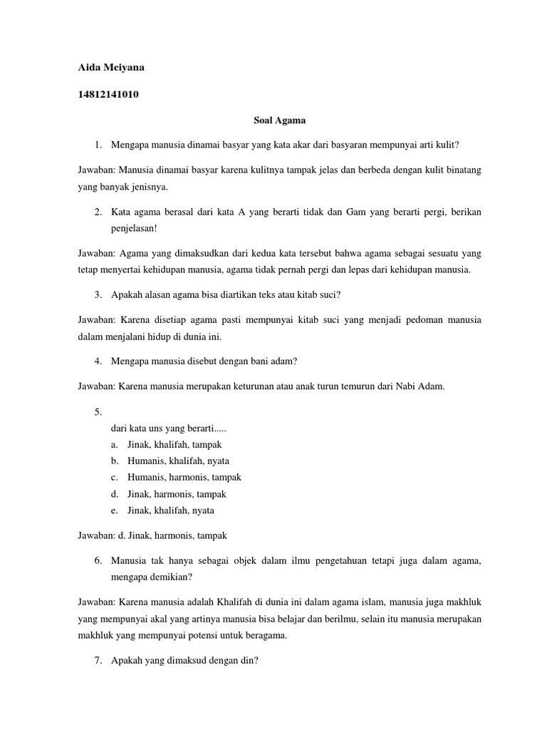 Soal Agama Mku