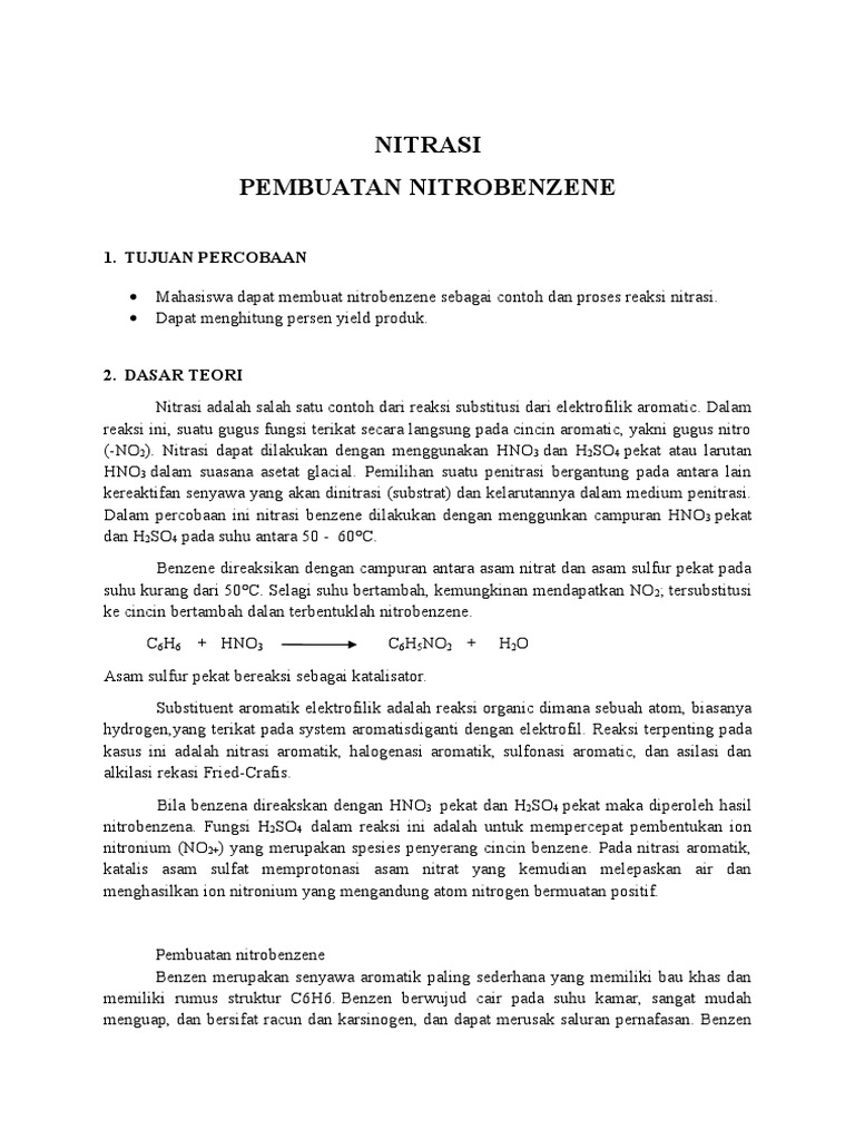 Laporan Praktikum Nitrasi Nitrobenzena | PDF
