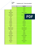 Vocabulario Science 4º Unit 1 Food and Nutrition PDF