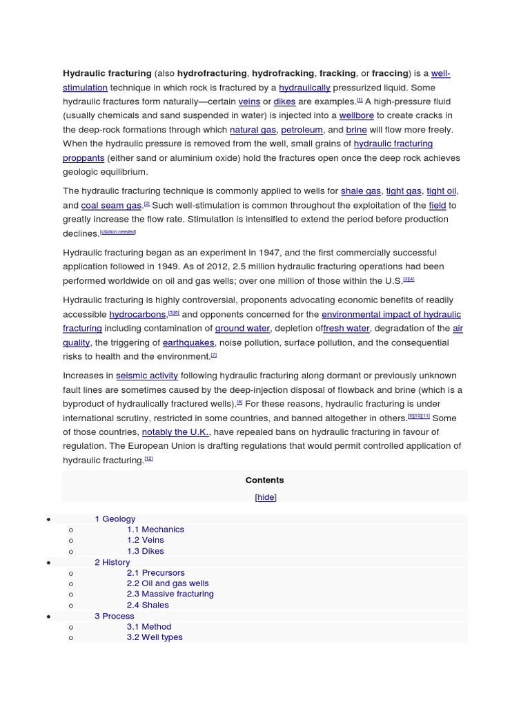 Hydraulic Fracturing Overview and Impact | PDF | Hydraulic Fracturing ...