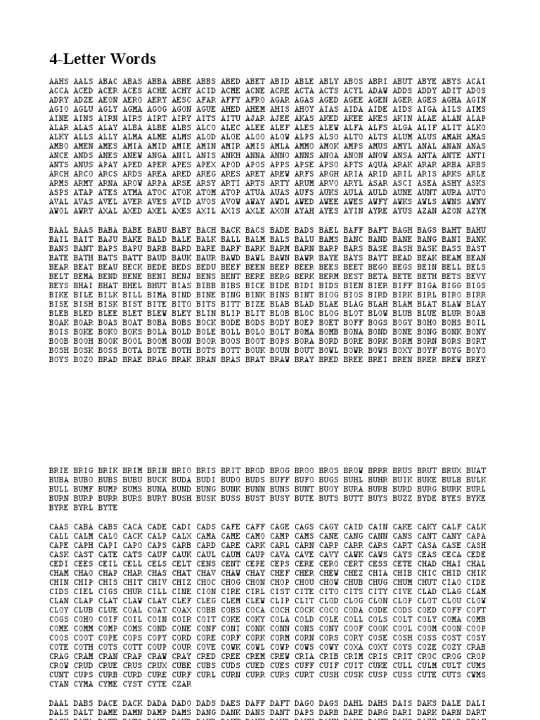 4 Letter Words | PDF | Nature