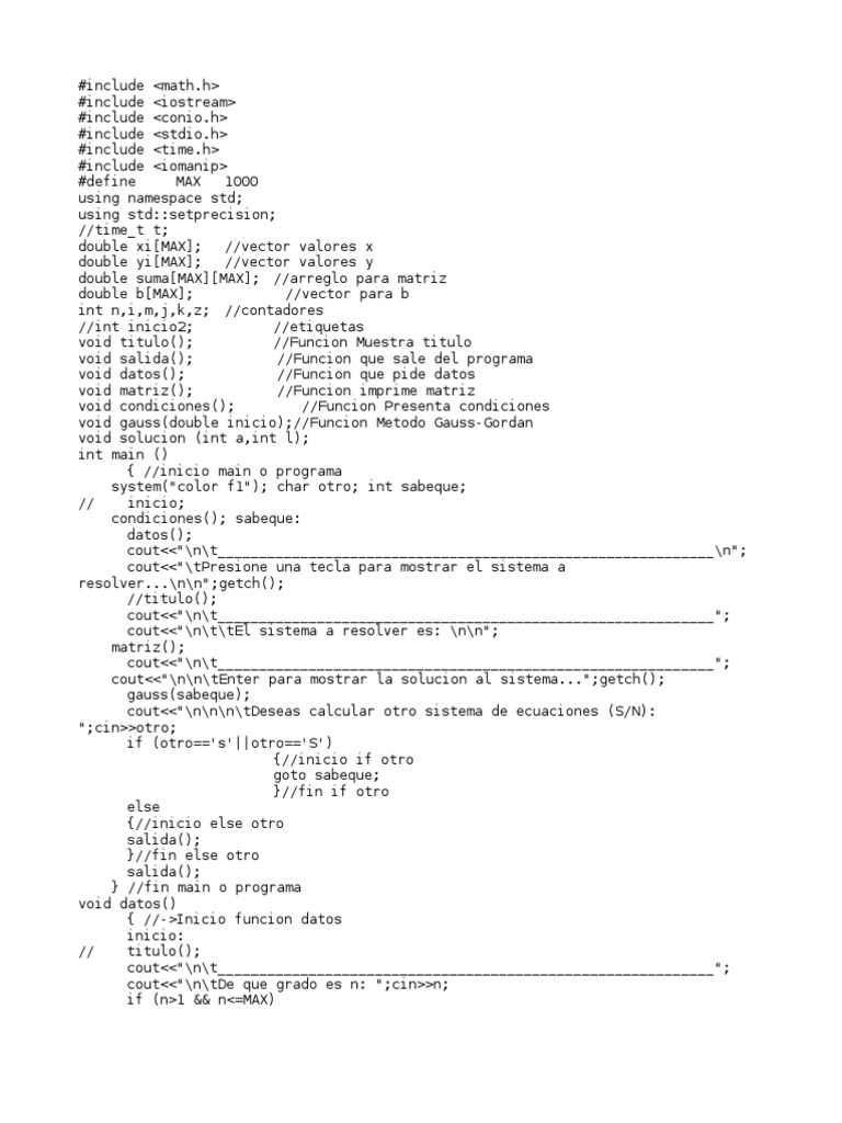 Método de Mínimos Cuadrados en C++ | PDF | Álgebra | Objetos matemáticos