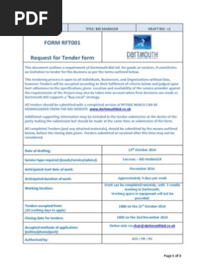 RFT001 - Tender 1052 - BID Manager