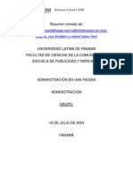 Resumen Administración en Una Página PDF