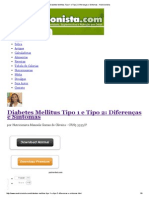 Diabetes Mellitus Tipo 1 e Tipo 2 - Diferenças e Sintomas - Nutricionista PDF