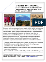 Tanzania Travel Course Flyer Honors