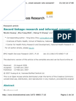 BMC Health Services Research - Full Text - Record Linkage Research and Informed Consent: Who Consents? PDF