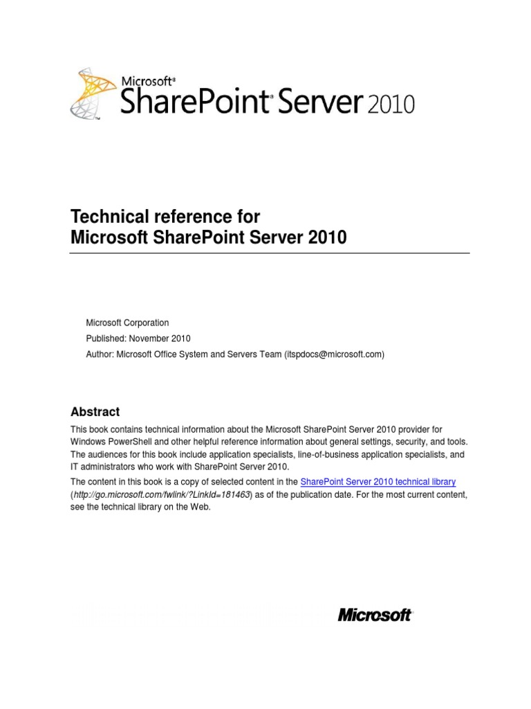 SharePtServTechRef PDF | PDF | Share Point | Databases