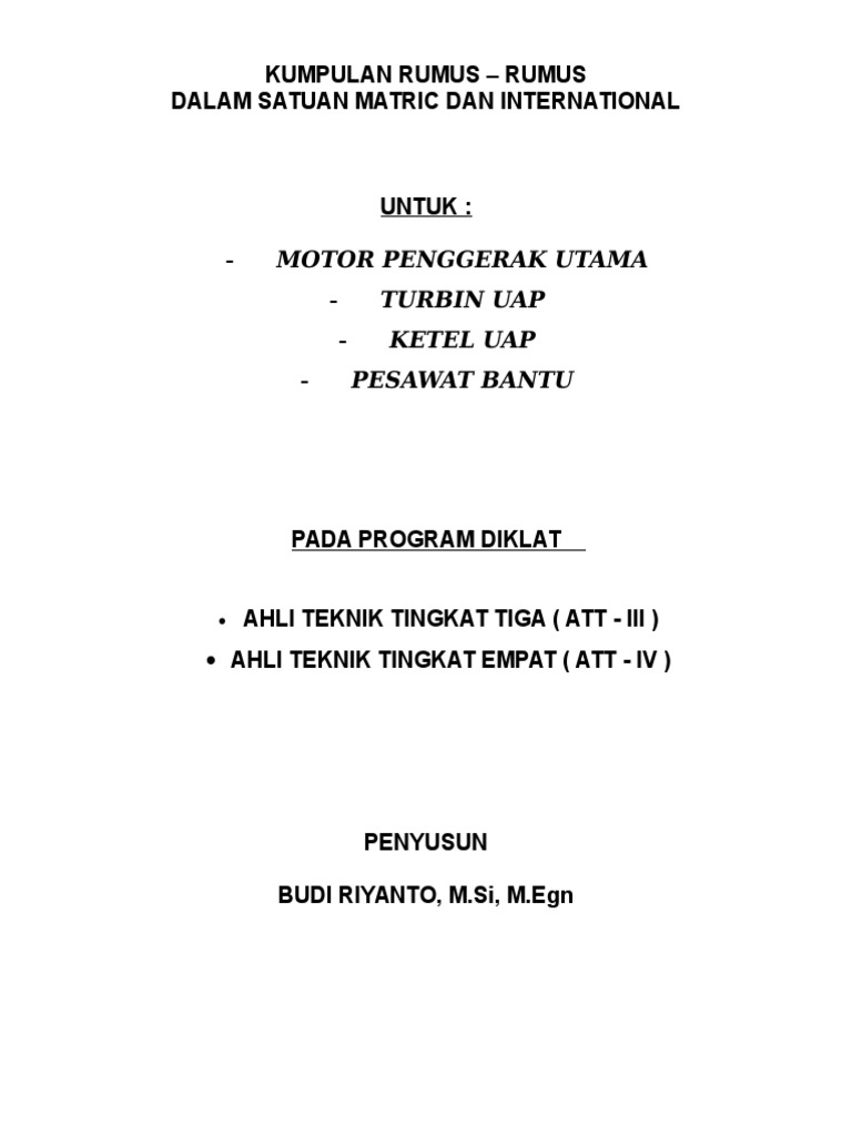 Rumus Rendemen Turbin dan Ketel Uap | PDF