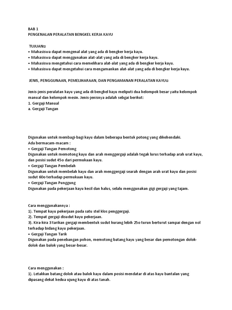 Materi Bengekel Kayu Pdf
