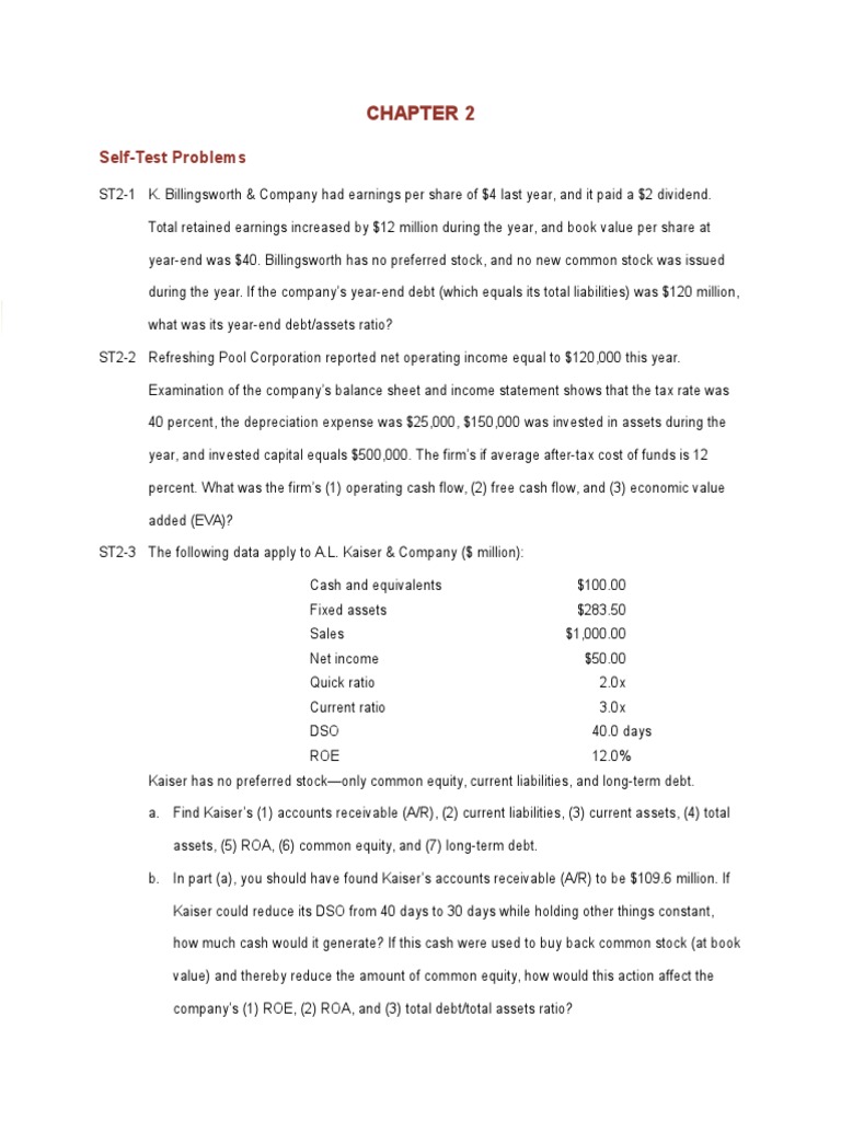 Financial Analysis Self-Test Problems | PDF | Dividend | Gross Domestic ...