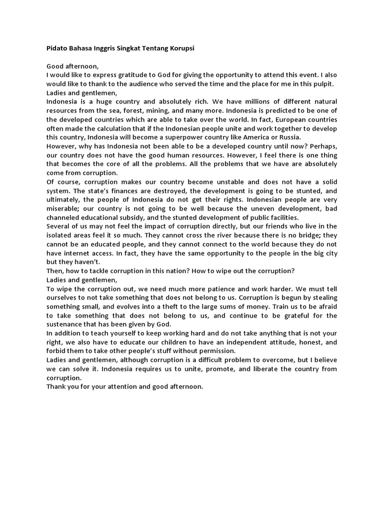 Teks Pidato Bahasa Inggris Yang Pendek Terbaik Kumpulan Referensi Teks Pidato