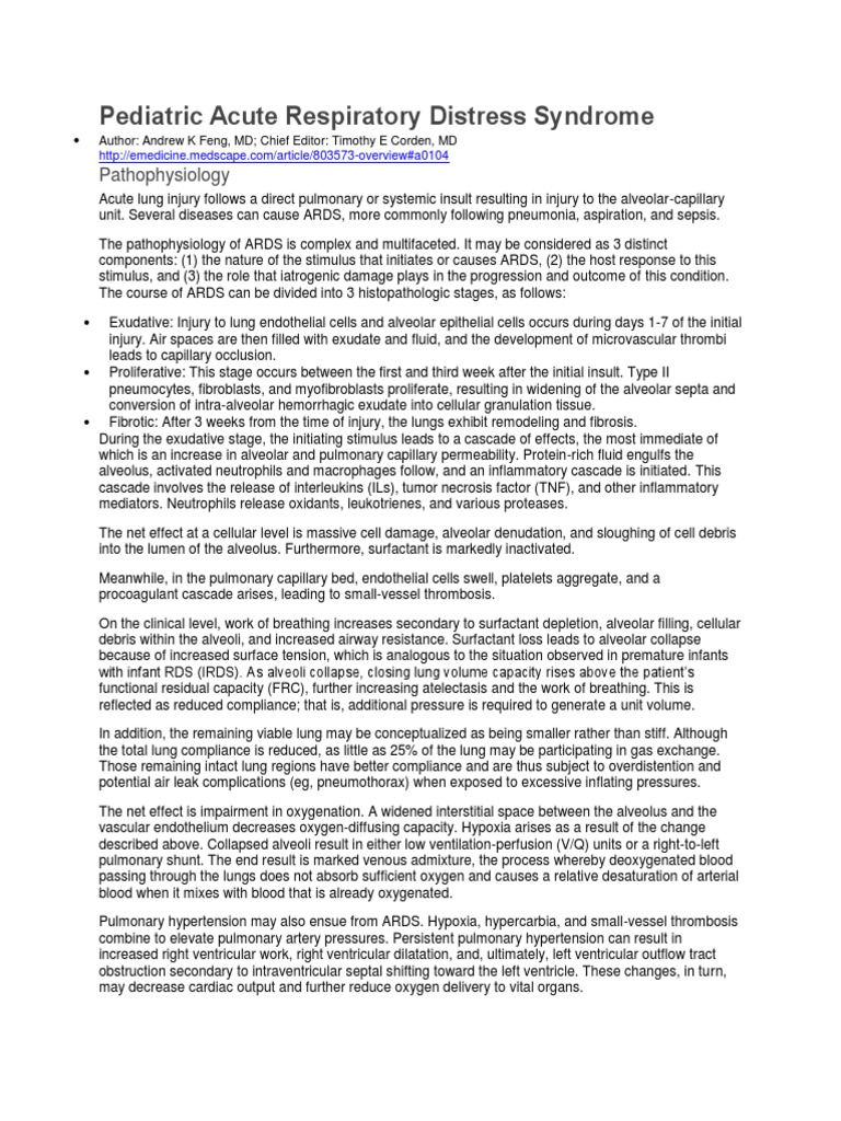 Pediatric Acute Respiratory Distress Syndrome | PDF | Lung ...